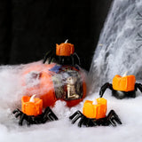 Triogift  1/6pcs LED Candle Light Spider Pumpkin Lamp Flickering Flameless Flashing Electric Candles Battery Lights Halloween Party Decor