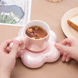 Triogift  -  Ceramic coffee cups and exquisite mugs and saucers set girls' high-value cherry blossom cups are luxurious and luxurious.