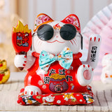 Triogift  7.5inch Shaking Hand Lucky Cat Ceramic Ornaments Large and Small Shop Opening Cashier Front Desk Creative Gifts Home Decor