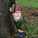 Triogift Creative Urinating Gnome Statue Resin Crafts White Bearded Old Man Dwarf Sculpture Christmas Garden Courtyard Decoration