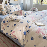 Triogift Bed Linen Bedding Set A-Class Washed Cotton Four-Piece Bed Sheets Set Comfort Sets Solid  Couple Bed Quilt Cover Home Textile