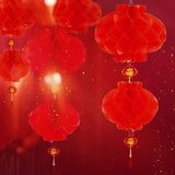 Triogift  2Pcs Chinese Lanterns New Year Red Paper Lantern Honeycomb Hanging Lantern Hanging Decoration Wedding Party New Year Decorations