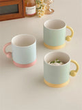 Triogift  -  Korean Style Simple Ins Style Creative Mug Ceramic Frosted Matte Glaze Niche Couple Cup with Handle Household Milk Oatmeal Cup