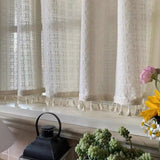 Triogift  Kitchen Curtains Linen Tier Curtains Farmhouse & Cafe Curtains Flax Country Rustic for Bathroom Laundry Room 1 Panel Crude