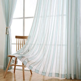 Triogift Vertical Curtains Gauze Curtains Blue and White Nordic Minimalist Modern Living Room Bedroom Balcony Cotton Linen Window Screens