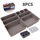 Triogift 8pcs/set Adjustable Drawer Organizer Box Trays Make Up Cosmetics Sundries Divider Holder Kitchen Bathroom Closet Jewellery Box