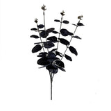 Triogift  34cm Artificial Black Eucalyptus Branch Stems Artificial Plants for Autumn Halloween Home Decoration Wedding Flower Arrangement