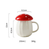 Triogift  -  1pc 300ml Red Lid Creative Mushroom Shaped Coffee Mugs Fine Ceramic Milk Cup with Handle Birthday Gift for Women Mom Drinkware