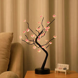 Triogift Home Decoration USB/Battery Powered Touch Switch Warm White Artificial Bonsai Cherry Blossom Desktop Tree LED Lamp  Night Lamp