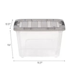 Triogift 19 Quart Stack & Pull™ Clear Plastic Storage Box with Buckles, Gray, Set of 5