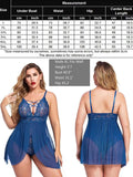 Triogift  Plus Size Babydoll Womens Snap Crotch Lingerie V Neck Lace See Through Nighty Sleepwear L-5XL Honeymoon Nightdress Pajamas