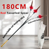 Triogift  180cm Stretchable Simulation Feather Interactive Cat Toys Replaceable Feather Cat Stick Toys KittenTeaser Wand Toys Cat Supplies