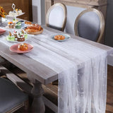 Triogift  Pearl Yarn Table Path Wedding Decoration Tulle Tablecloth Party Rectangular Table Runner Background Ornament Dining Accessories