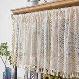 Triogift Cabinet Wardrobe Curtains for Kitchen Living Room Bedroom Home Decoration Short Curtain Japanese Style Small Floral Print Lace