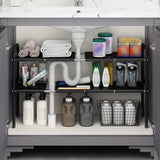 Triogift  Shelf Under The Sink Flexible Layered Rack Cabinet Organizer Sundries Telescopic Holder Countertop Storage Rack Under Sink Shelf