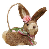 Triogift  Artificial Straw Easter Rabbit Holiday Wedding Indoor Outdoor Festival Supplies Decoration Rabbit Doll Animal Model Filled Eggs