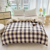 Triogift Black Buffalo Plaid Cotton Duvet Cover Love Printed Reversible Comforter Covers Only, White Checkered Geometric Nordic Bedding