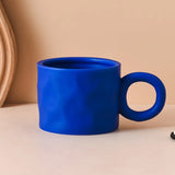 Triogift  -  Nordic Handmade Cup Ceramic Coffee Mug Creative Ink Splashing Couple Niche Design Office Coffee Cups Handle Blue Ceramic Mugs