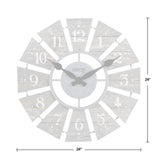 Triogift Gray Numeral Windmill Wall Clock 24 X 2 X 24 in Analog Decoration for Bedroom Farmhouse Large Living Room Wall Clock Decor Home