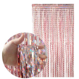 Triogift  2Pack Foil Curtain Backdrop Silver Metallic Tinsel Foil Fringe Curtains for Birthday Wedding Baby Shower Disco Party Decorations