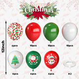 Triogift Christmas Balloons 12 inch Red Green Confetti Balloons Printed Santa Snowman and Christmas Tree for Christmas Party Decorations