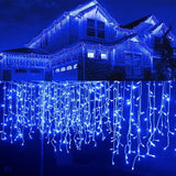 Triogift  5M Outdoor Waterproof Christmas Garland Curtain String Lights Droop 0.4-0.6m Christmas Lights Outdoor Eaves Garden Lights Decor