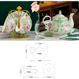 Triogift  -  European Bone China Tea Set English Afternoon Tea Cup Set Teapot High-Grade Porcelain Coffee Pot 1 TeaPot 2 Cups and Saucers