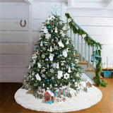 Triogift  78/90/122cm Christmas Tree Skirt White Plush Faux Fur Xmas Tree Carpet Cover Mat Navidad Decoration For Home Decor