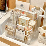 Triogift Transparent Acrylic Desktop Stationery Storage Box Large Capacity Debris Division Storage Box Desk Storage Shelf Organizer Box