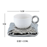 Triogift  - Creative Ceramic Coffee Cup Saucer Pillow Bag Breakfast Fruit Dessert Plate Oatmeal Milk Mug European Afternoon Tea Tea Cup Gift