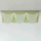 Triogift  1PC Luxury Green Double Layers Swags Valance Curtain Head for Living Room Bottom Beaded Lace Voile Drape Window Custom #E