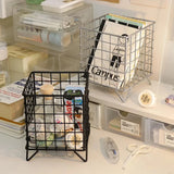 Triogift Ins Iron Metal Storage Rack Creative Desktop Square Storage Box Large Capacity Storage Basket Organizer Cosmetic Storage Box