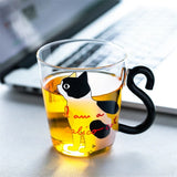 Triogift  -  Cute Cat Heat Resistant Glass Cup for Home, Breakfast Milk Cup, Cartoon Casual Coffee Cup, Japanese Style, Ins