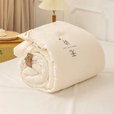 Triogift  Knitted Cotton Comforter Soybean Fiber Quilt Warm White Four Seasons Single Double Duvet Soft Twin Queen King Bedding