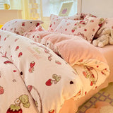 Triogift Winter Thickened Warm Flannel Queen Bedding Set Home Textile Cartoon Cute Duvet Cover Sheet Pillowcase 4pcs Luxury Bed Linen Set