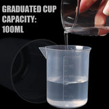 Triogift  1/2/3pcs Test Measuring Cups100ml  Plastic Lab Beaker Graduated Mug Beaker Kitchen Tools Laboratory Volumetric Measuring Cups