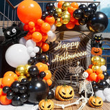 Triogift 80pcs Halloween Balloons Garland Arch Kit Orange Black white Gold Balloons for Halloween Graduation Party Decorations Supplies