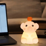 Triogift  Cute Elephant Night Light Soft Silicone LED Lamp with Dimmable USB Rechargeable Timier Sleeping Lamp For Bedroom Bedside Decor