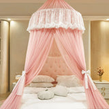 Triogift Hung Dome Mosquito Net for Baby Children Princess Style Round Top Double Layer Yarn Suspended Ceiling