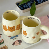 Triogift  -  Korean-style Ceramic Cute Bear Mug Large Capacity Household Breakfast Milk Cup Office Simple Coffee Cup with Handle