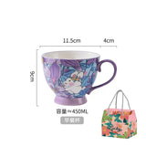 Triogift  -  1pc 450ml Rabbit Pattern Cup High Temperature Resistant Ceramic With Spoon Home Item Afternoon Tea Coffee Cup Mother's Day gift