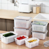 Triogift Refrigerator Storage Box Fridge Organizer Fresh Vegetable Fruit Boxes Drain Basket Storage Containers Pantry Kitchen Organizer