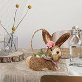 Triogift  Artificial Straw Easter Rabbit Holiday Wedding Indoor Outdoor Festival Supplies Decoration Rabbit Doll Animal Model Filled Eggs