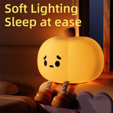 Triogift Halloween Pumpkin Night Lights Cute Soft Silicone Safe Lamp Decorations Timing Dimmable Bedside Decor Kids Baby Halloween Gifts