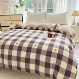 Triogift Black Buffalo Plaid Cotton Duvet Cover Love Printed Reversible Comforter Covers Only, White Checkered Geometric Nordic Bedding