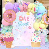 Triogift 18/24/36inch Cake Ice Cream Kt Board Cutout Hot Air Balloon Donut Candy Backdrop for 1st Birthday Party  Baby Shower Decorations