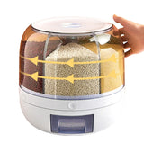 Triogift 6KG Rotatable 360 Degree Rice Dispenser Sealed Dry Grain Bucket Dispenser Moisture-proof Kitchen Food Container Storage Box