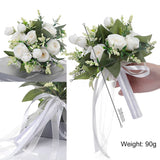 Triogift  Bridal Bridesmaid Wedding Bouquet Roses Silk Artificial Holding Flowers Mariage Bouquet Wedding Accessories Festival Decorations