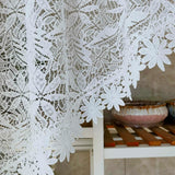 Triogift 1PC Romantic Hollow Lace Short Curtain for Kitchen White Sheer Drape Cabinet Dustproof Study Special Rod