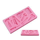 Triogift 3D Repair Tools Cake Mold Silicone Hammer Scissors Shape Fondant Chocolate Mold DIY Sugar Dessert Decoration (Size:11.3x5.5x1cm)